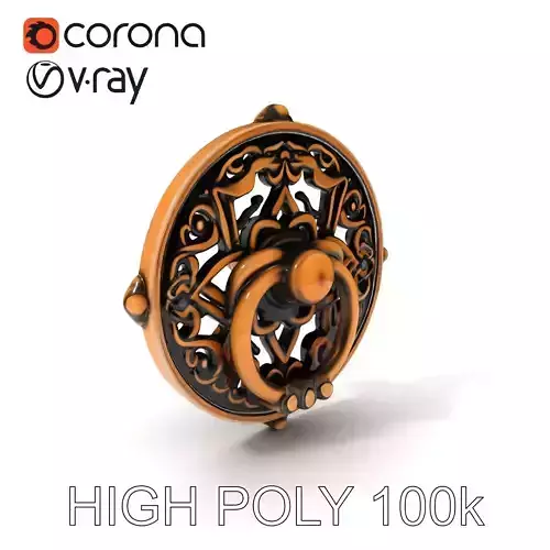 Ornate Brass Door Knocker Model Pack Low-poly 3D model