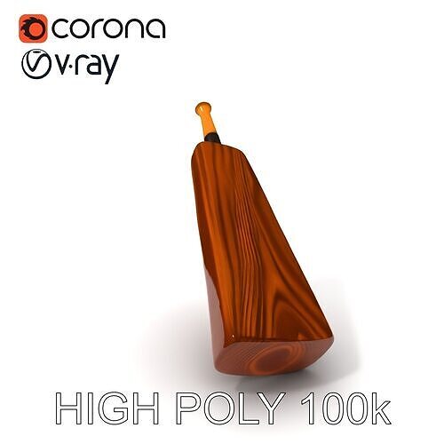 Wooden Cricket Bat D Model Pack Low-poly 3D model