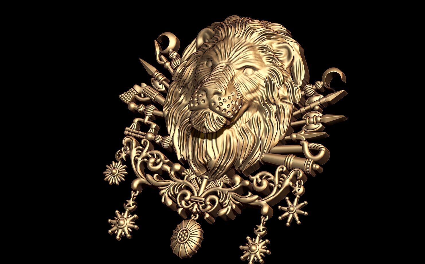 Lion Brooch 3D Cad Model 3D print model Free 3D print model_2