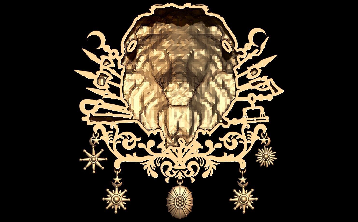 Lion Brooch 3D Cad Model 3D print model Free 3D print model_3