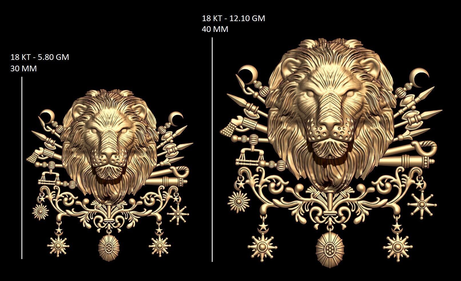 Lion Brooch 3D Cad Model 3D print model Free 3D print model_4