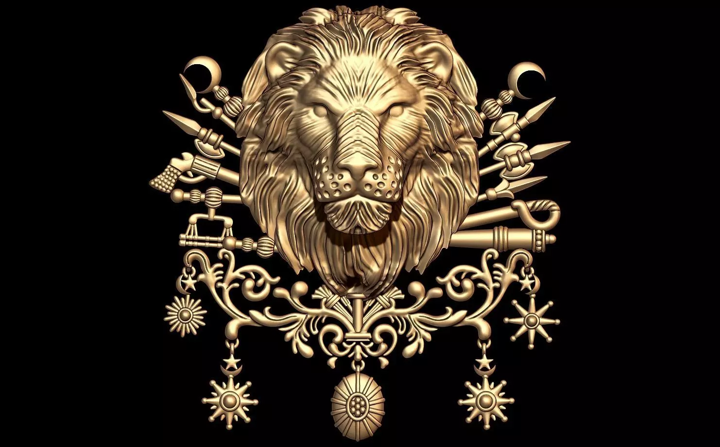 Lion Brooch 3D Cad Model 3D print model Free 3D print model_0