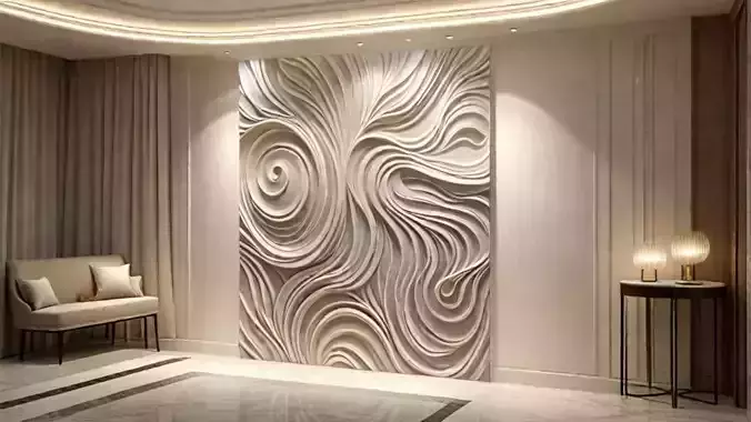 modern panel wall decor set relief stl mural CNC 192