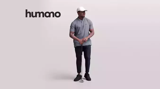 Humano Man playing golf standing  with a club -2602-064-5038 3D model