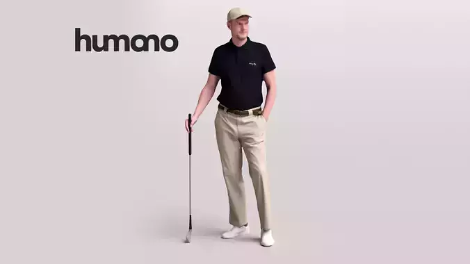 Humano Man playing golf standing  with a club -2602-056-2707 3D model