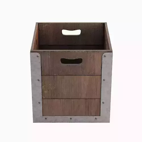 Wooden Crate Box 01 Low-poly 3D model 5