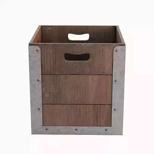Wooden Crate Box 01 Low-poly 3D model 2