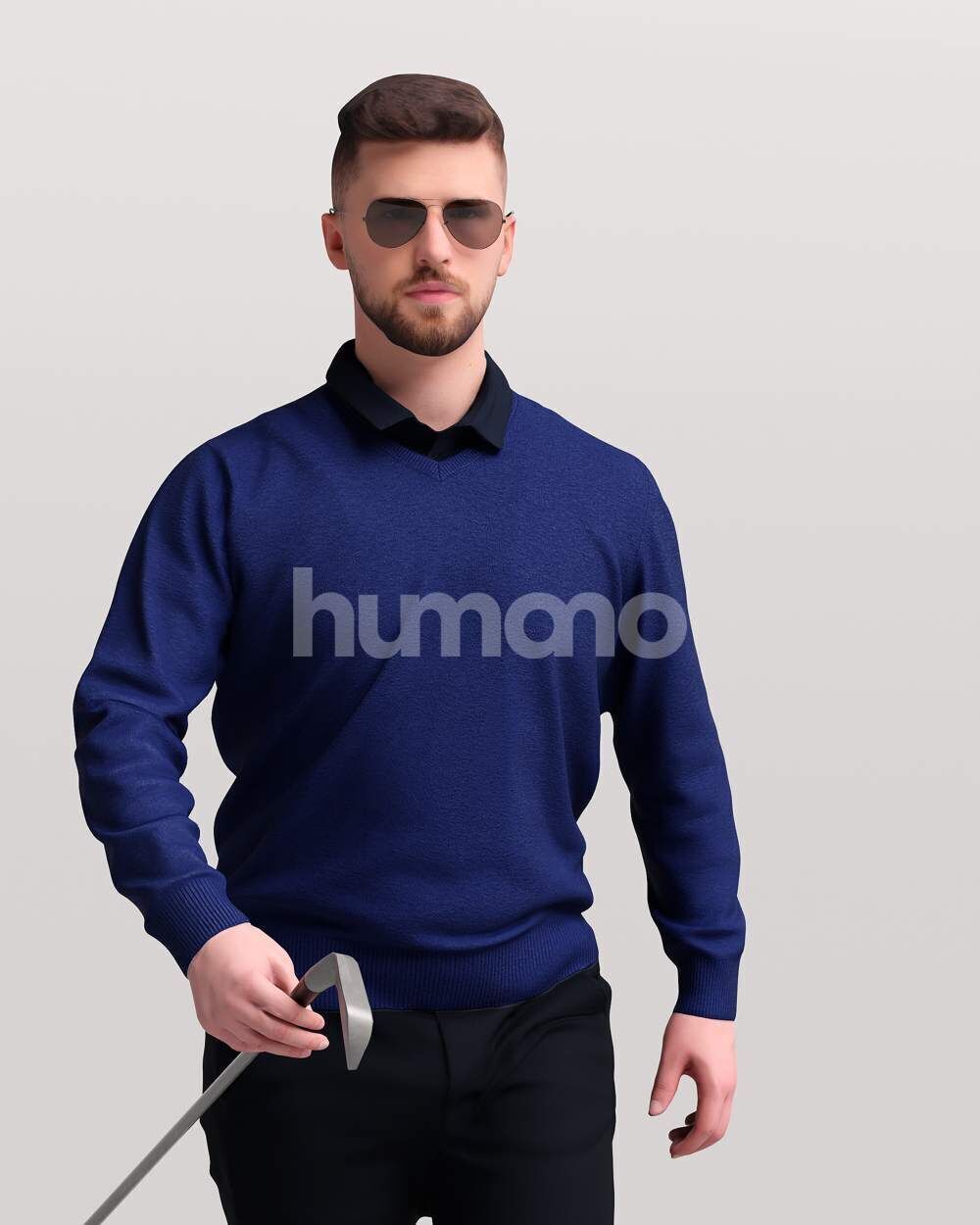 Humano Man playing golf walking with a club -2602-054-2422 3D model_9