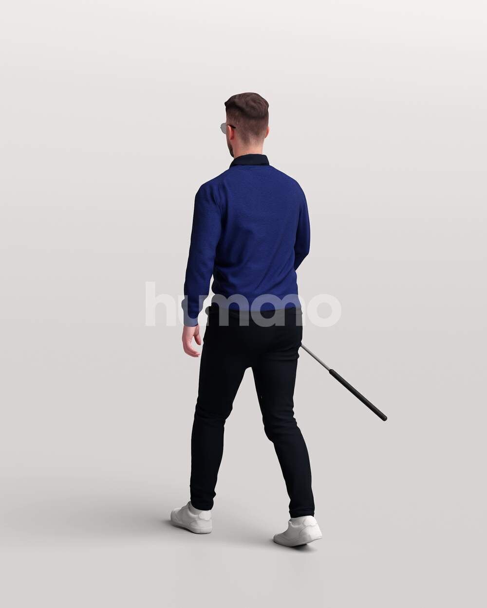 Humano Man playing golf walking with a club -2602-054-2422 3D model_7