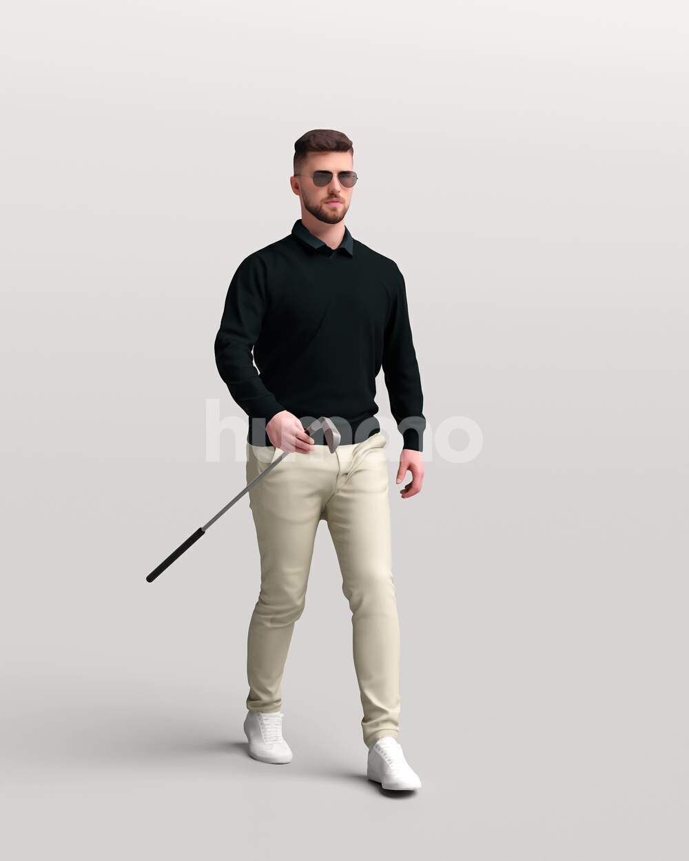 Humano Man playing golf walking with a club -2602-054-2422 3D model_12