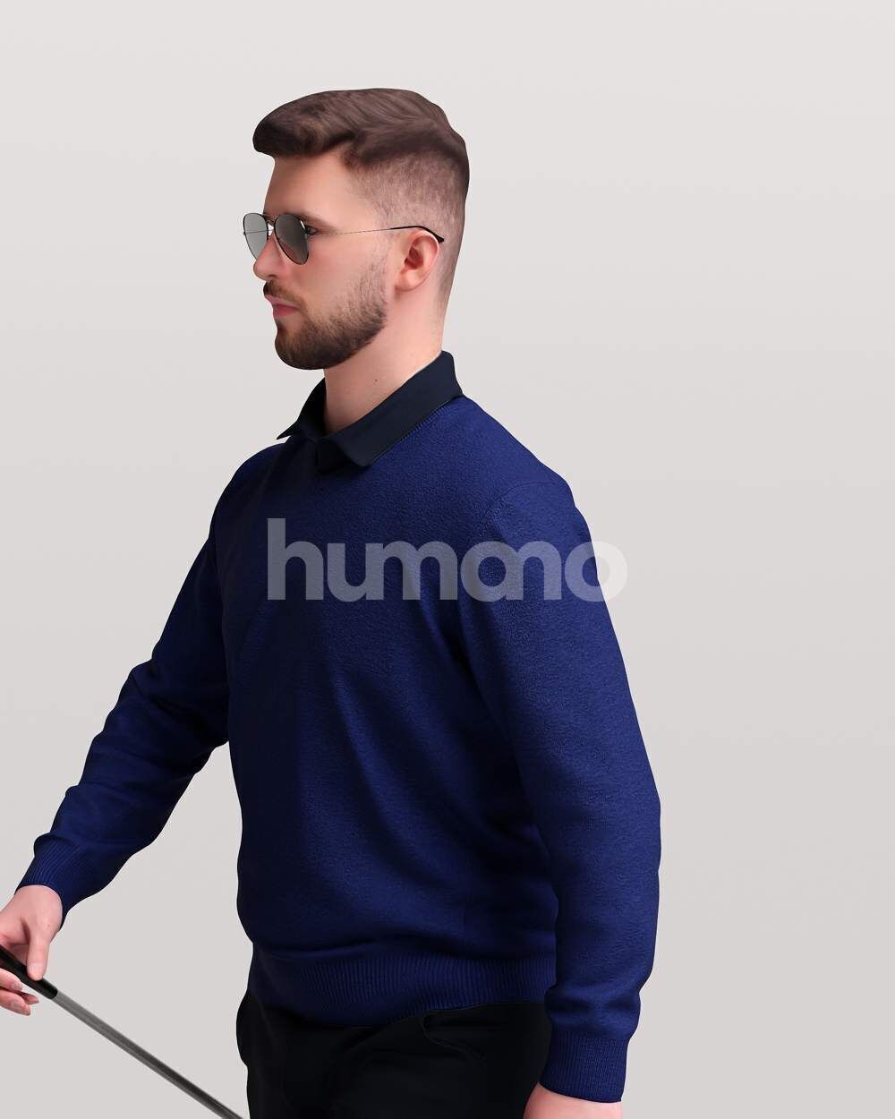 Humano Man playing golf walking with a club -2602-054-2422 3D model_10