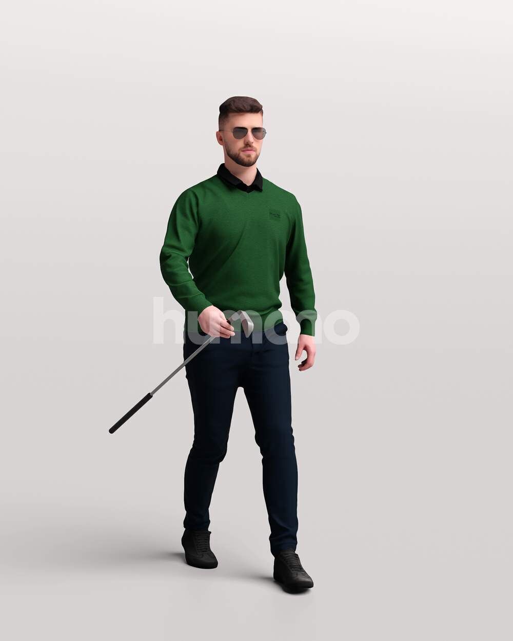 Humano Man playing golf walking with a club -2602-054-2422 3D model_11