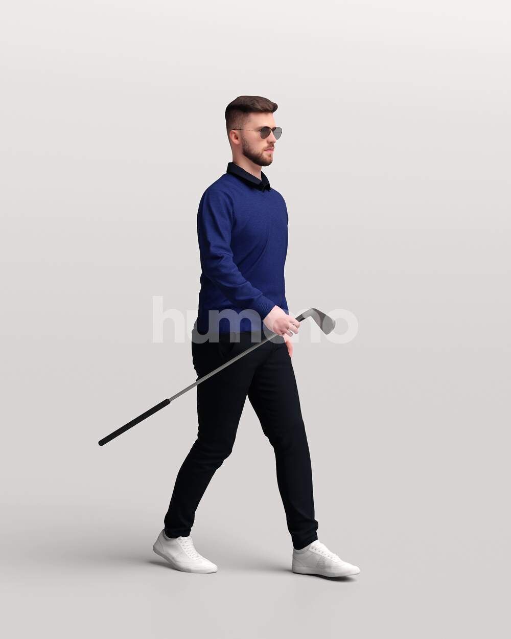 Humano Man playing golf walking with a club -2602-054-2422 3D model_5