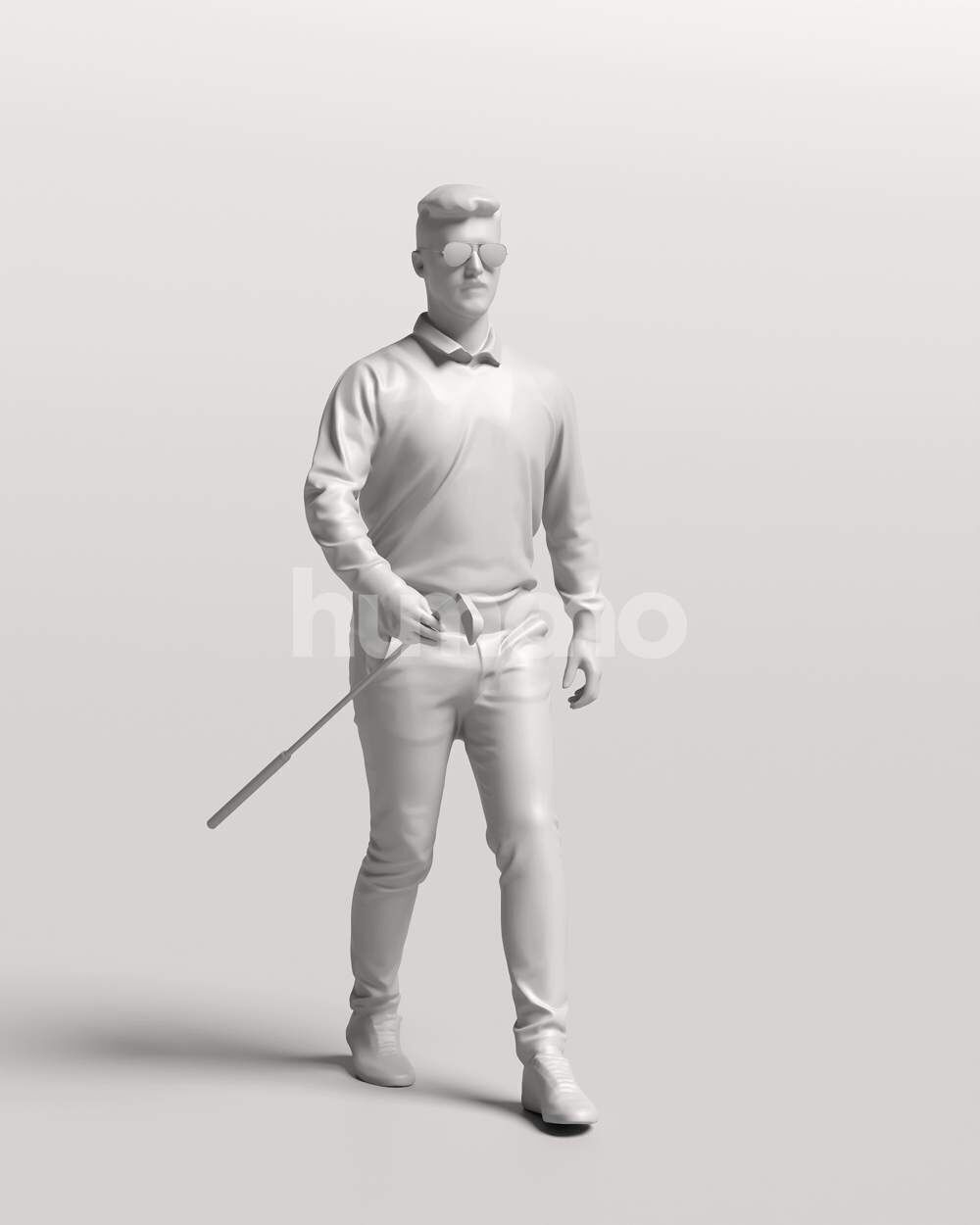 Humano Man playing golf walking with a club -2602-054-2422 3D model_3
