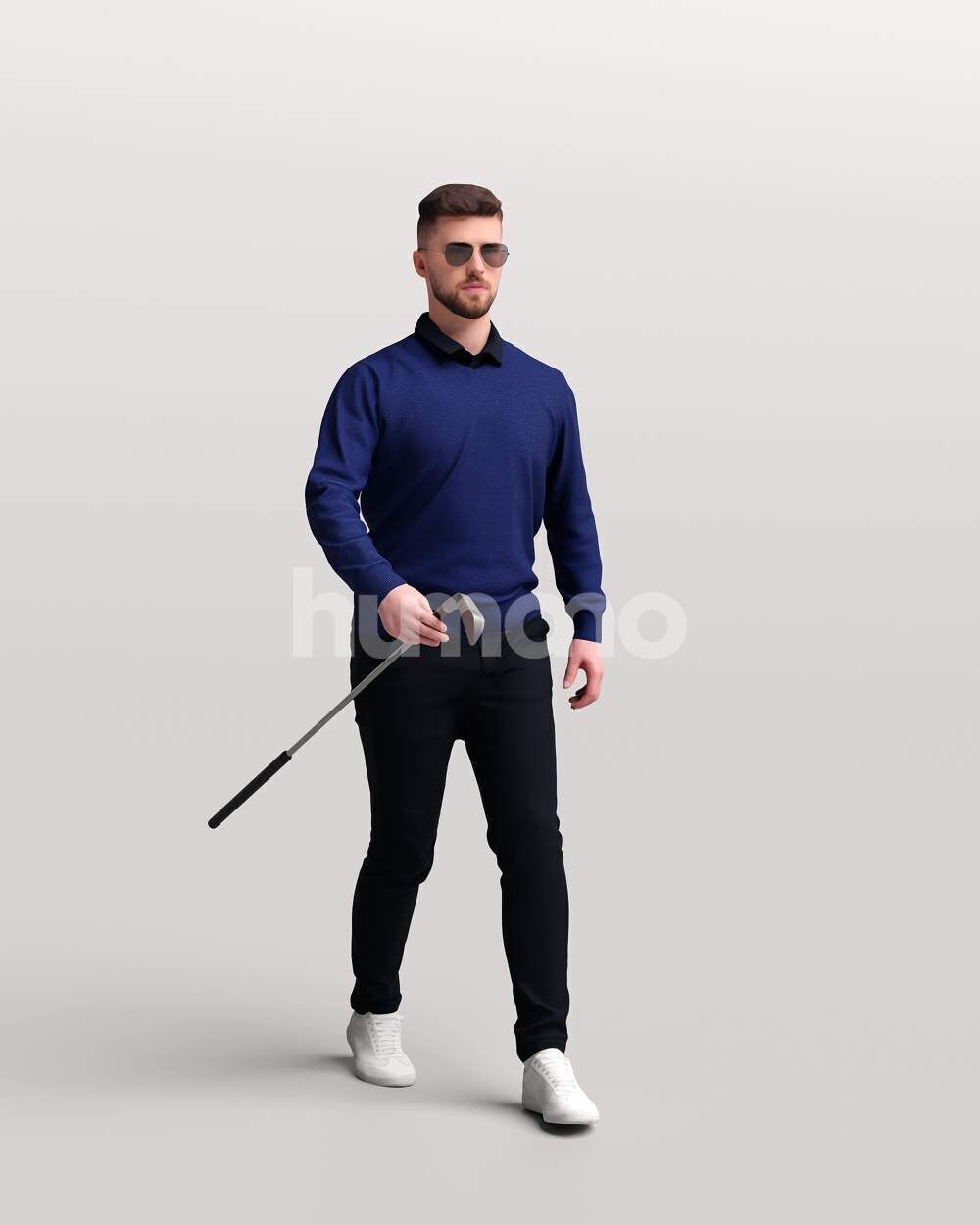 Humano Man playing golf walking with a club -2602-054-2422 3D model_4