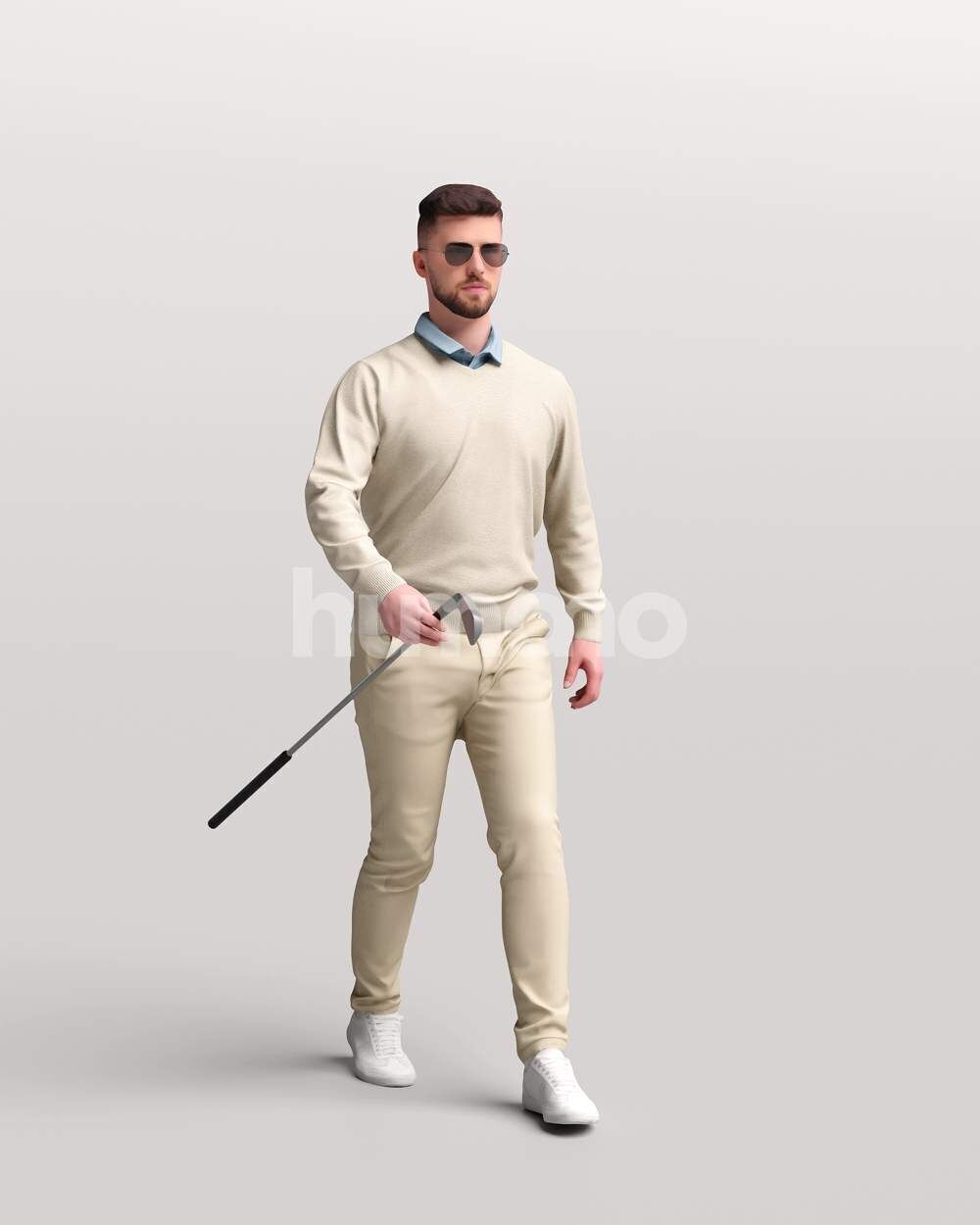 Humano Man playing golf walking with a club -2602-054-2422 3D model_13