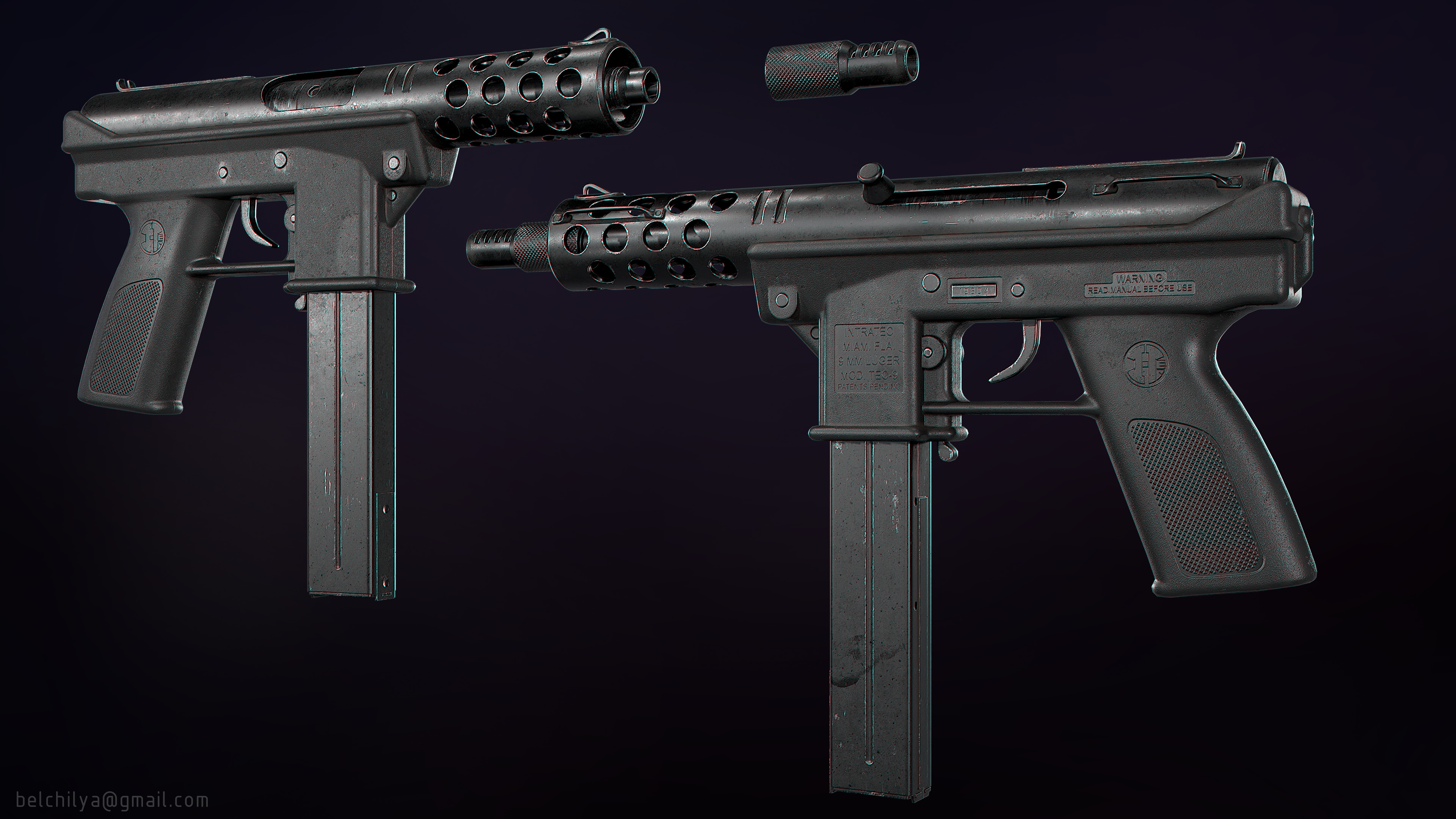 TEC-9 Low-poly 3D model_2