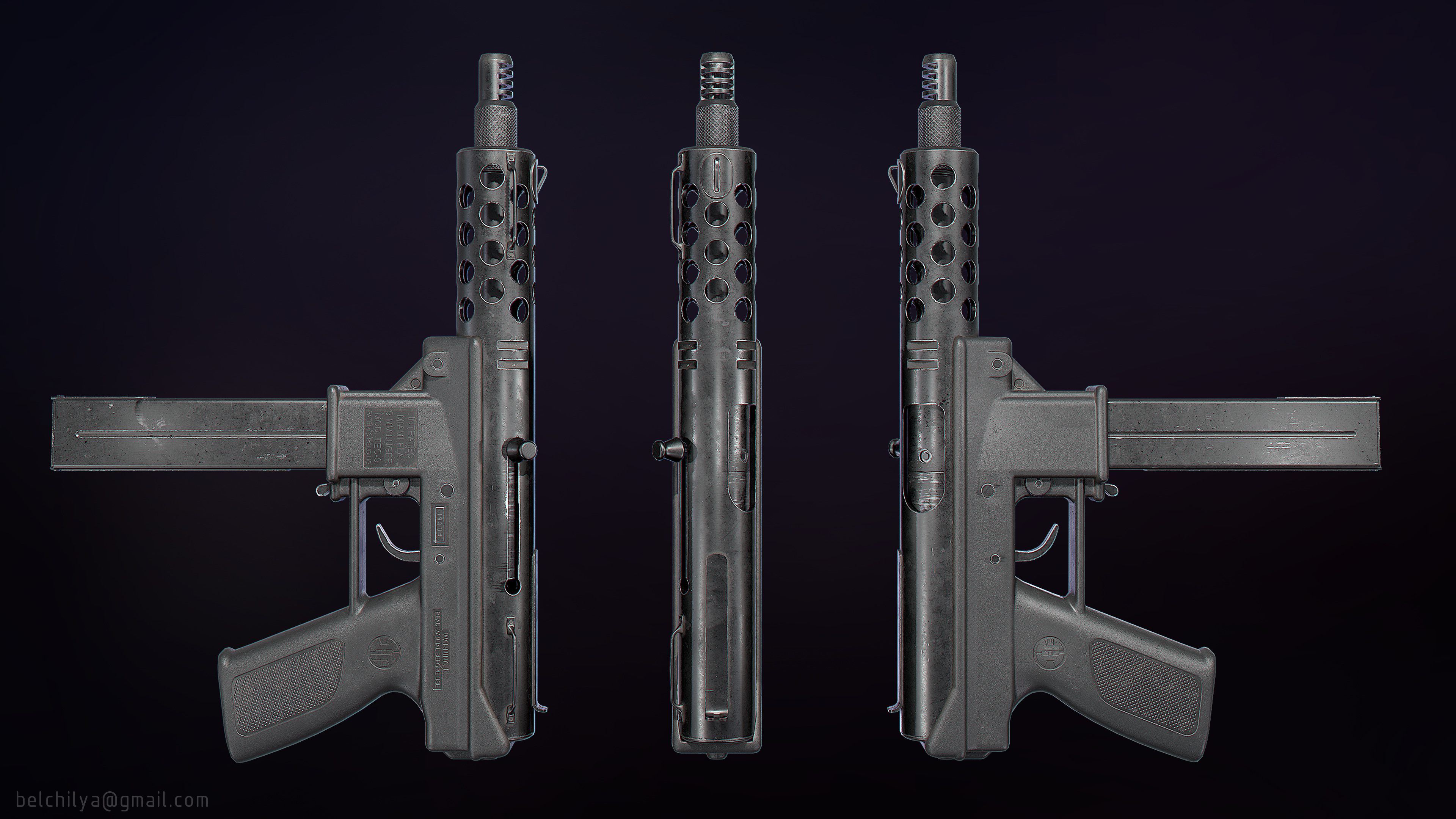 TEC-9 Low-poly 3D model_1