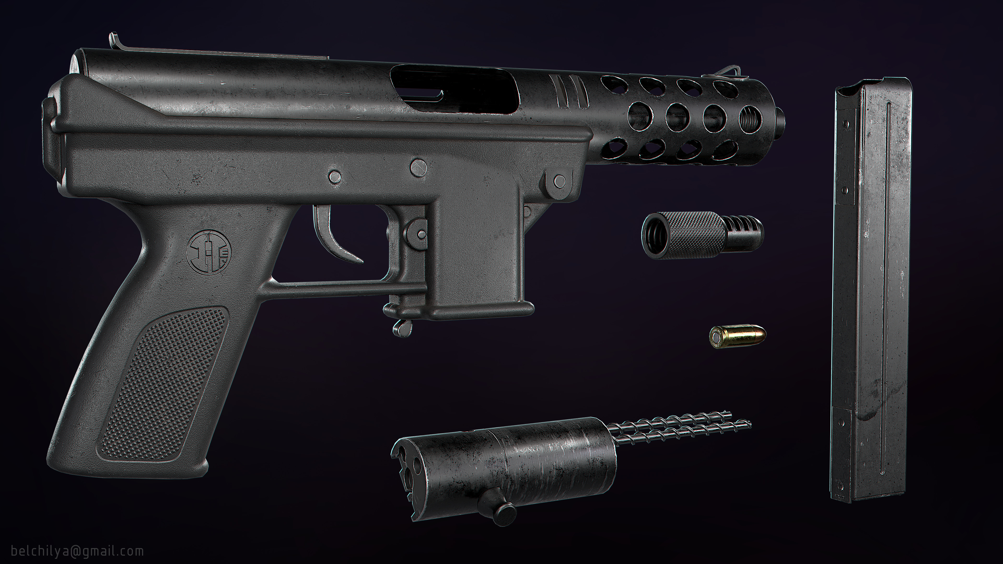 TEC-9 Low-poly 3D model_3