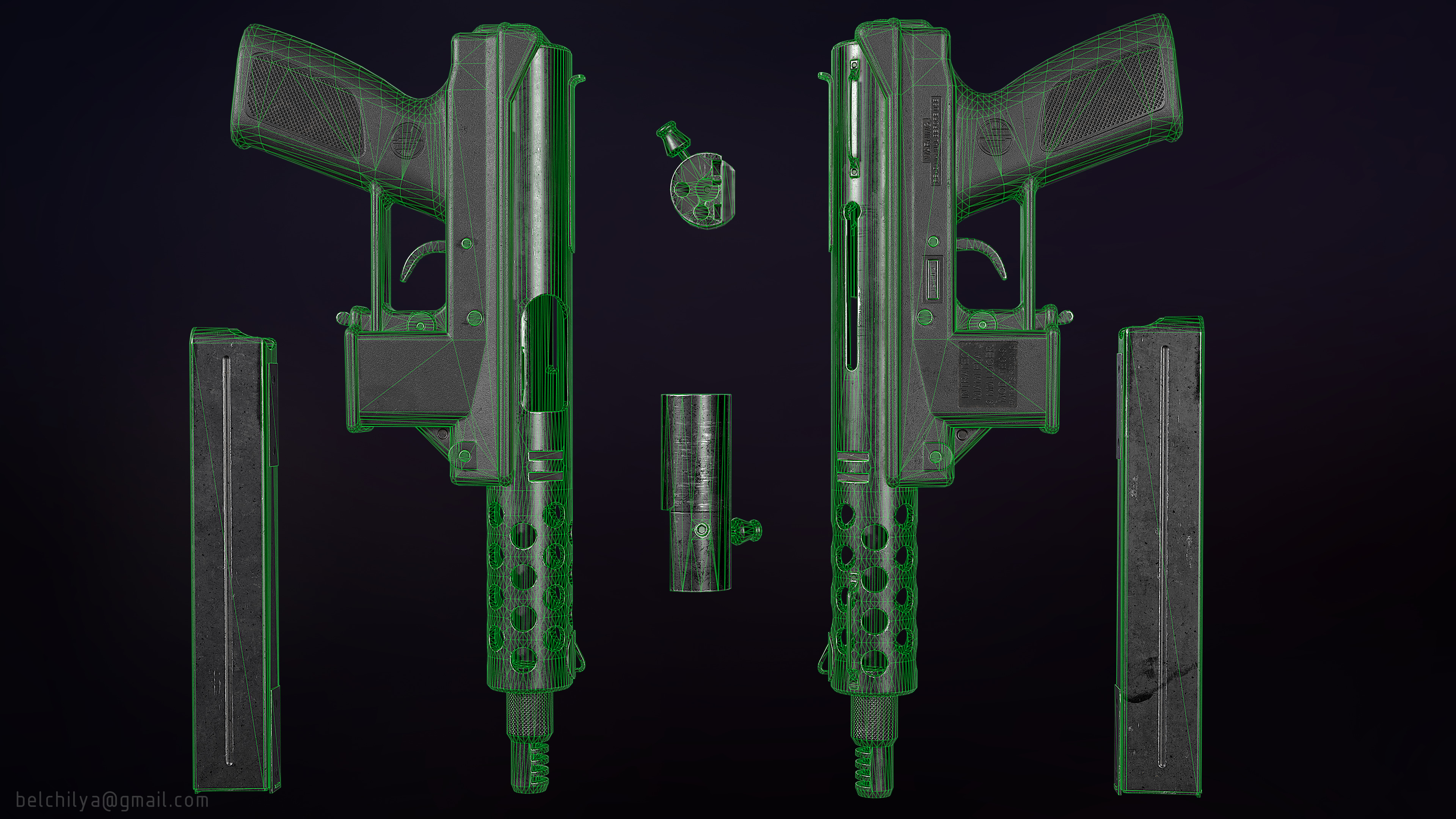 TEC-9 Low-poly 3D model_6