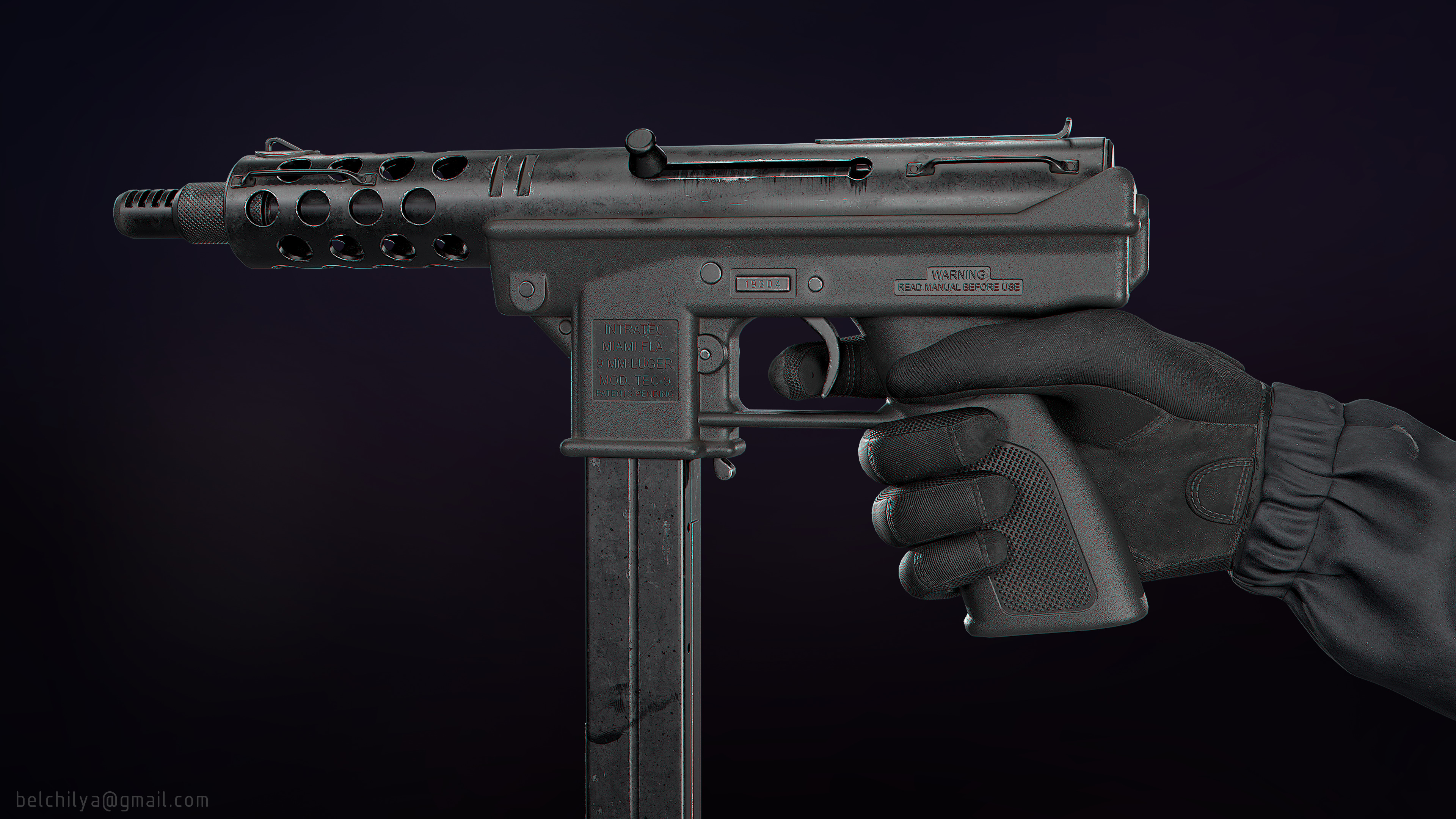 TEC-9 Low-poly 3D model_4