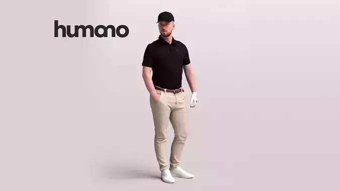 Humano Man playing golf walking with a club -2602-054-2416 3D model