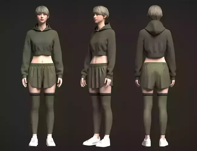 Female Hoodie and Shorts