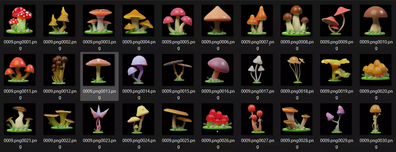 30 model package Low Poly 3D Mushroom Collection Low-poly 3D model_0
