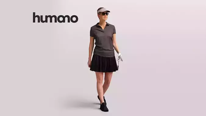 Humano Woman playing golf walking with a club -2602-032-7401