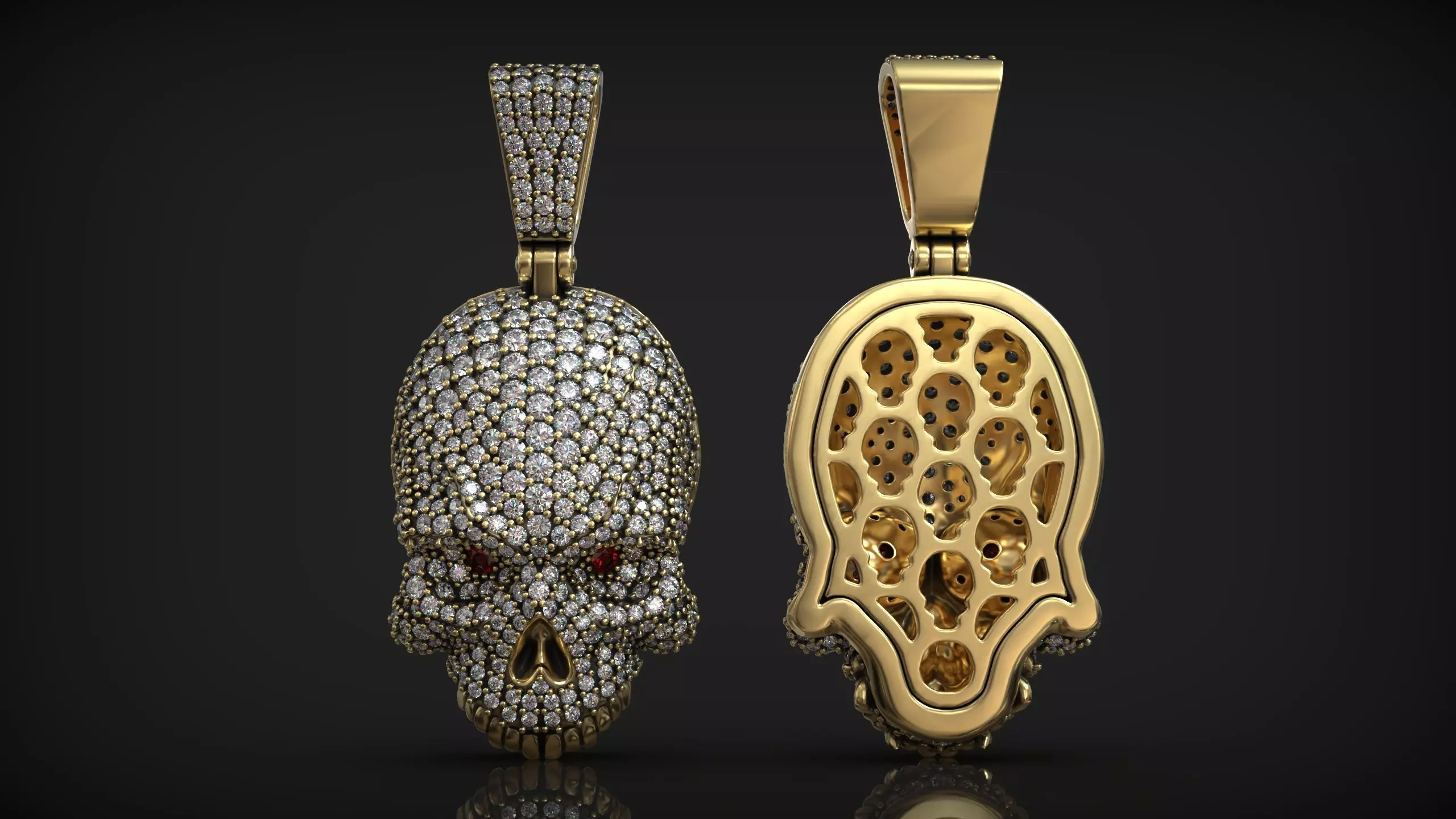 Iced Out Skull Pendant for High End Hip Hop Jewelry 3D print model