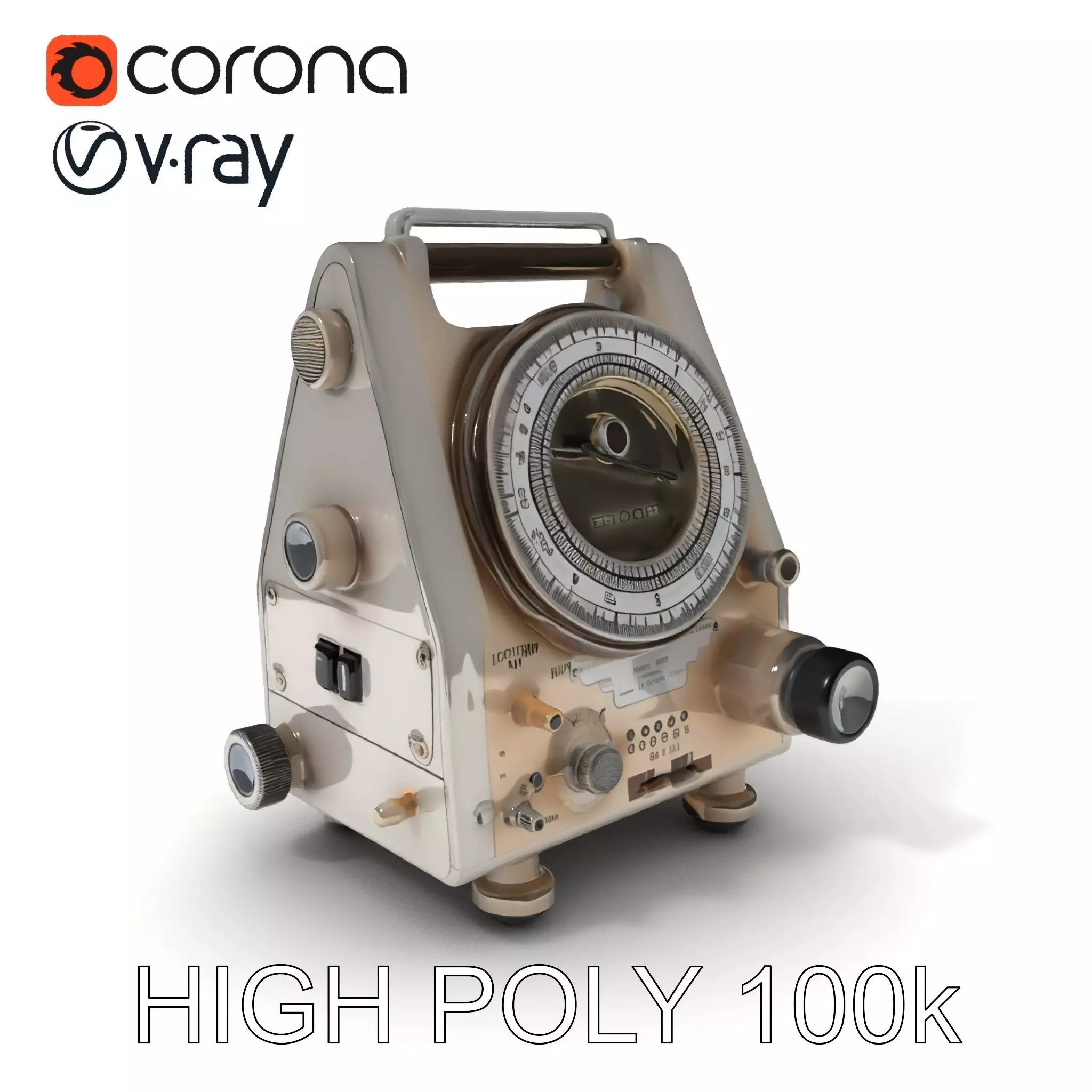 Retro Analog Tachometer D Model Pack Low-poly 3D model_0