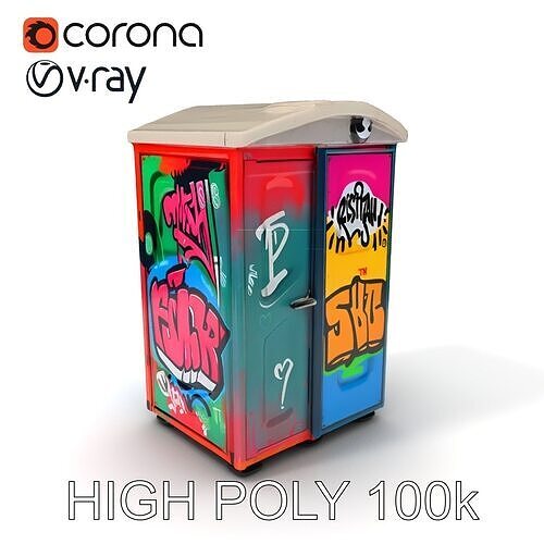 Graffiti Porta Potty Model Pack Low-poly 3D model