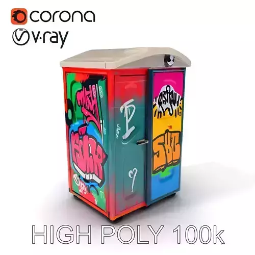 Graffiti Porta Potty Model Pack Low-poly 3D model