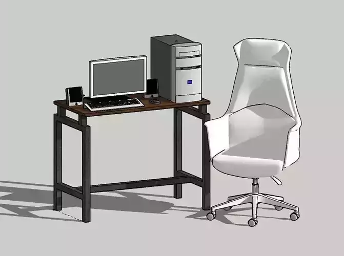 Wooden Desk With Steel Frame