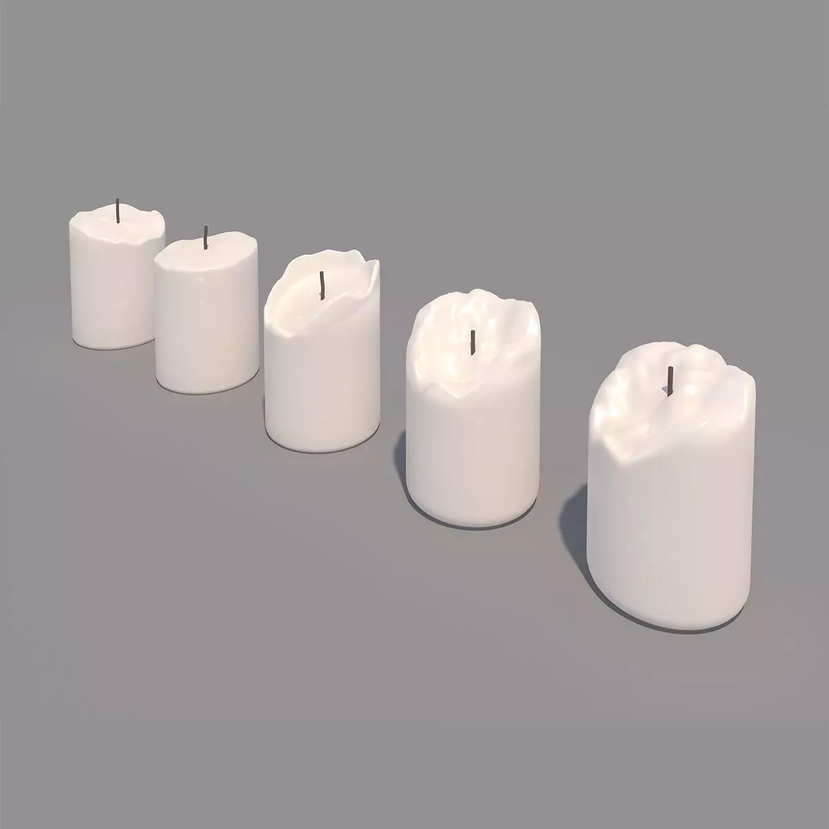 Candles - set of 5 High Poly 3D model