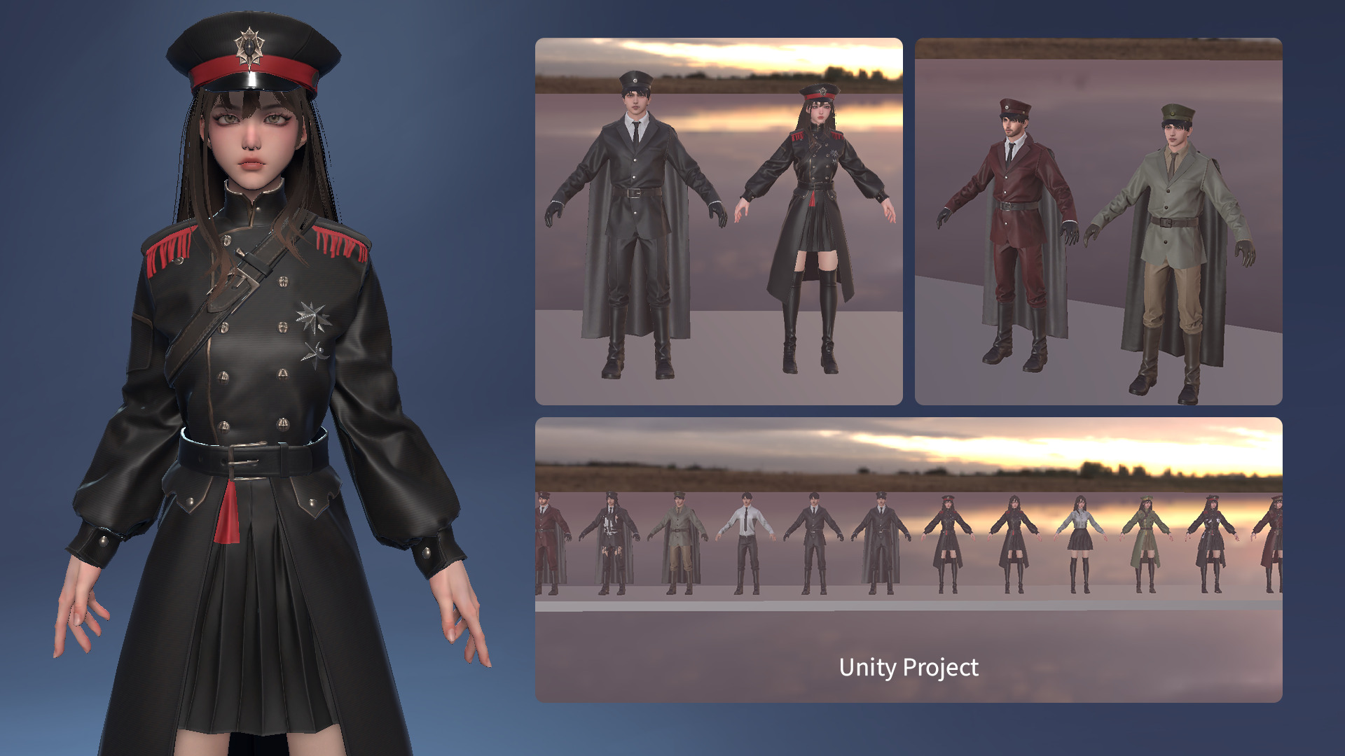 Commander Male and Female Shikikan Officer  - Game Ready Low-poly 3D model_20