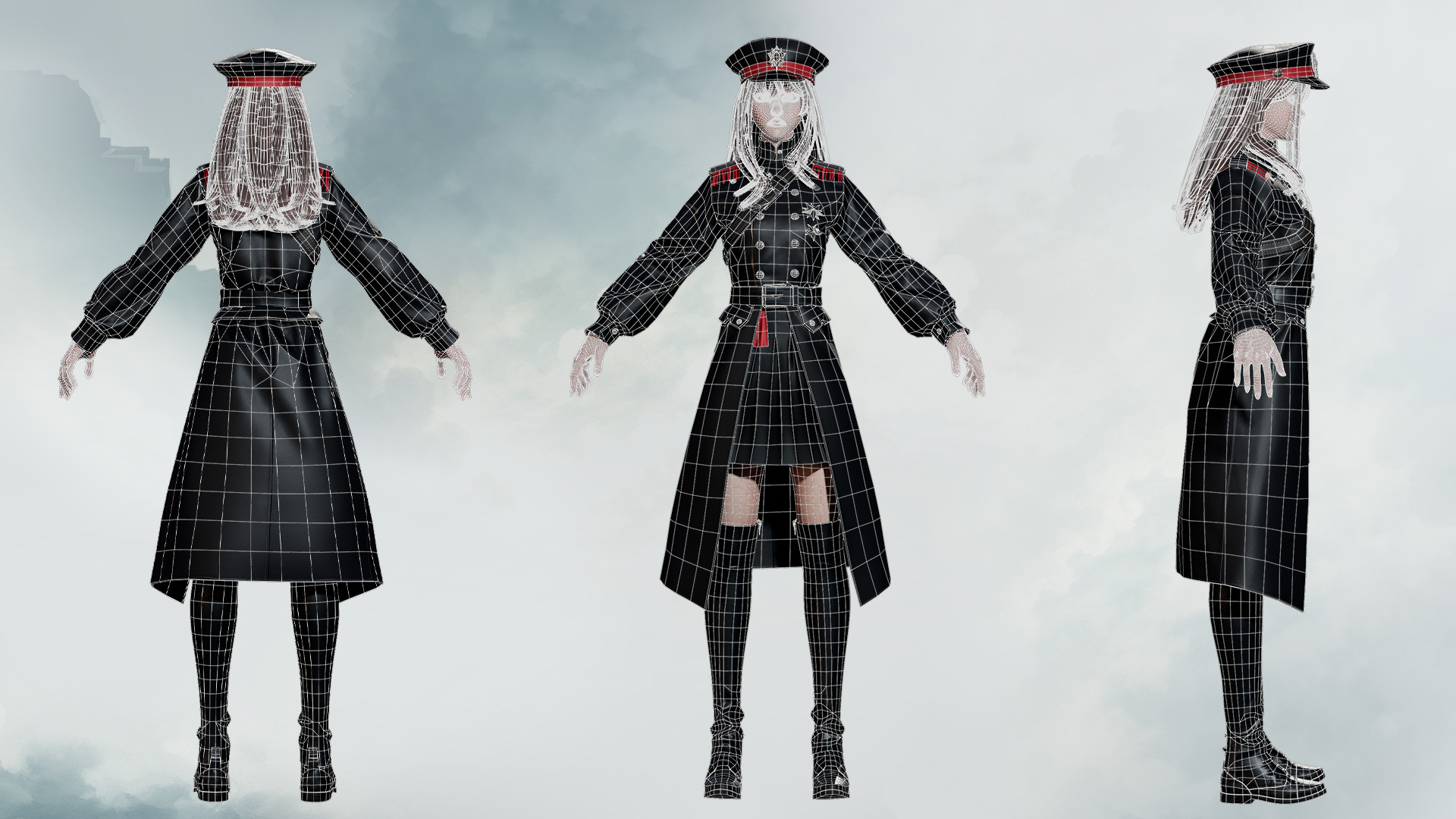 Commander Male and Female Shikikan Officer  - Game Ready Low-poly 3D model_26