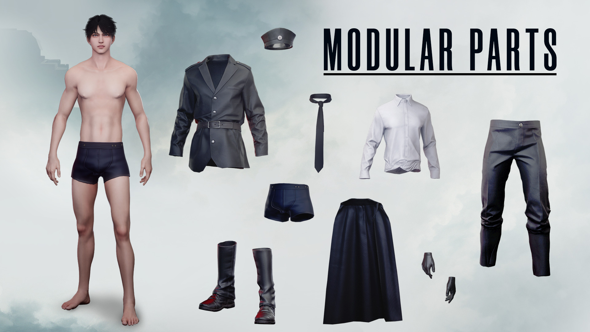 Commander Male and Female Shikikan Officer  - Game Ready Low-poly 3D model_9