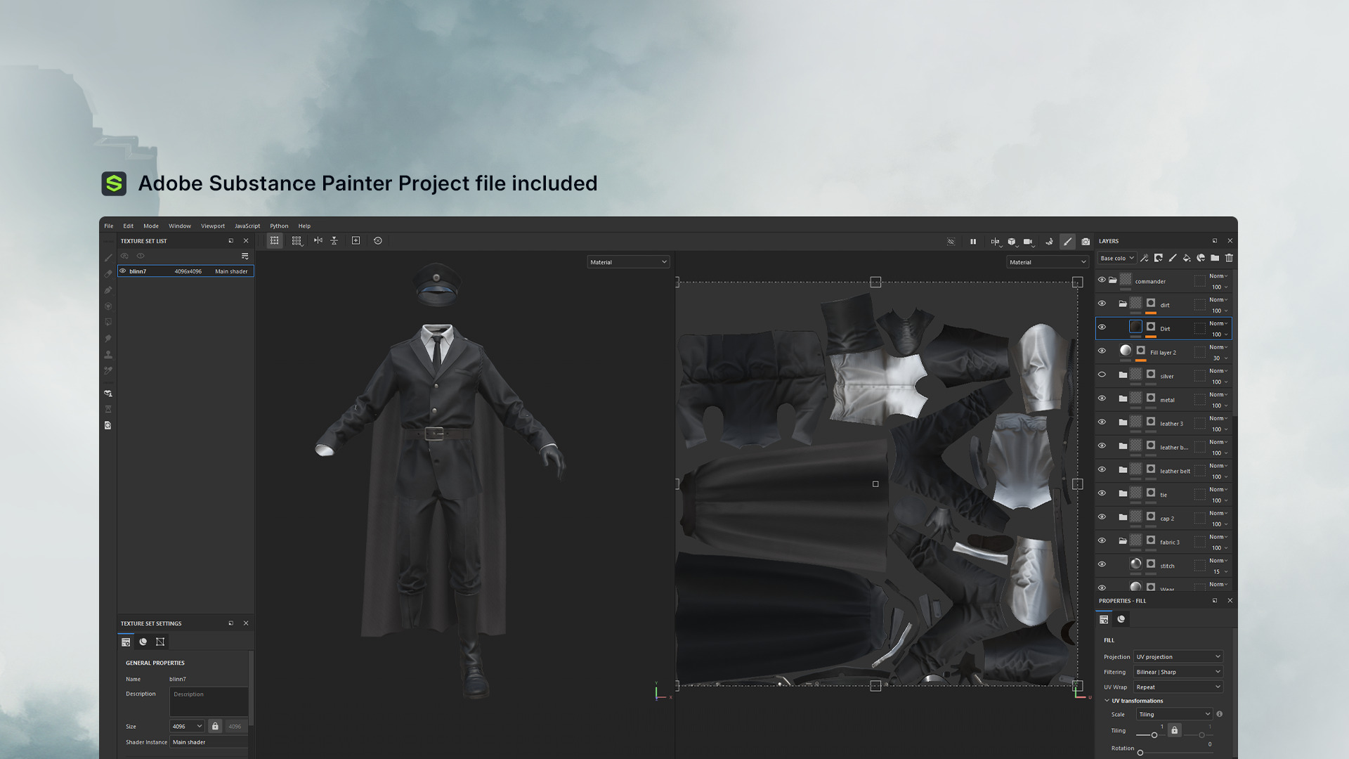 Commander Male and Female Shikikan Officer  - Game Ready Low-poly 3D model_22