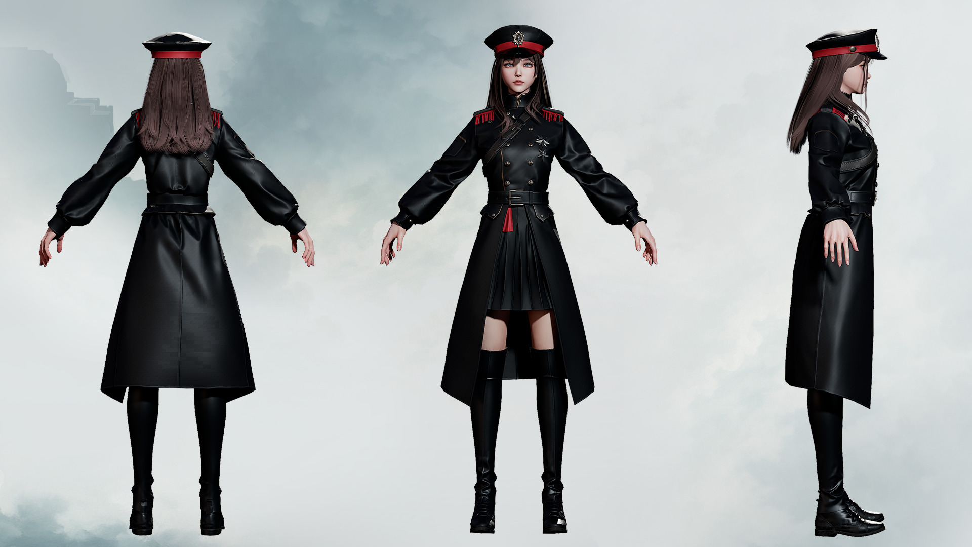 Commander Male and Female Shikikan Officer  - Game Ready Low-poly 3D model_25