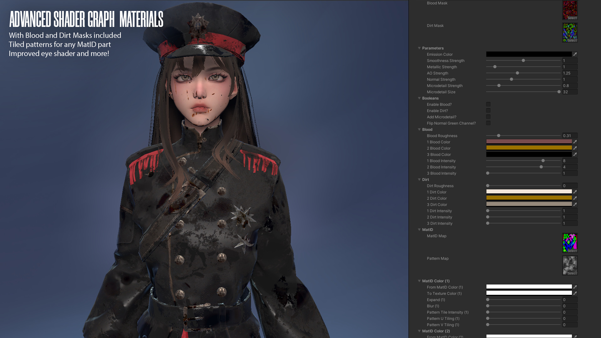 Commander Male and Female Shikikan Officer  - Game Ready Low-poly 3D model_21