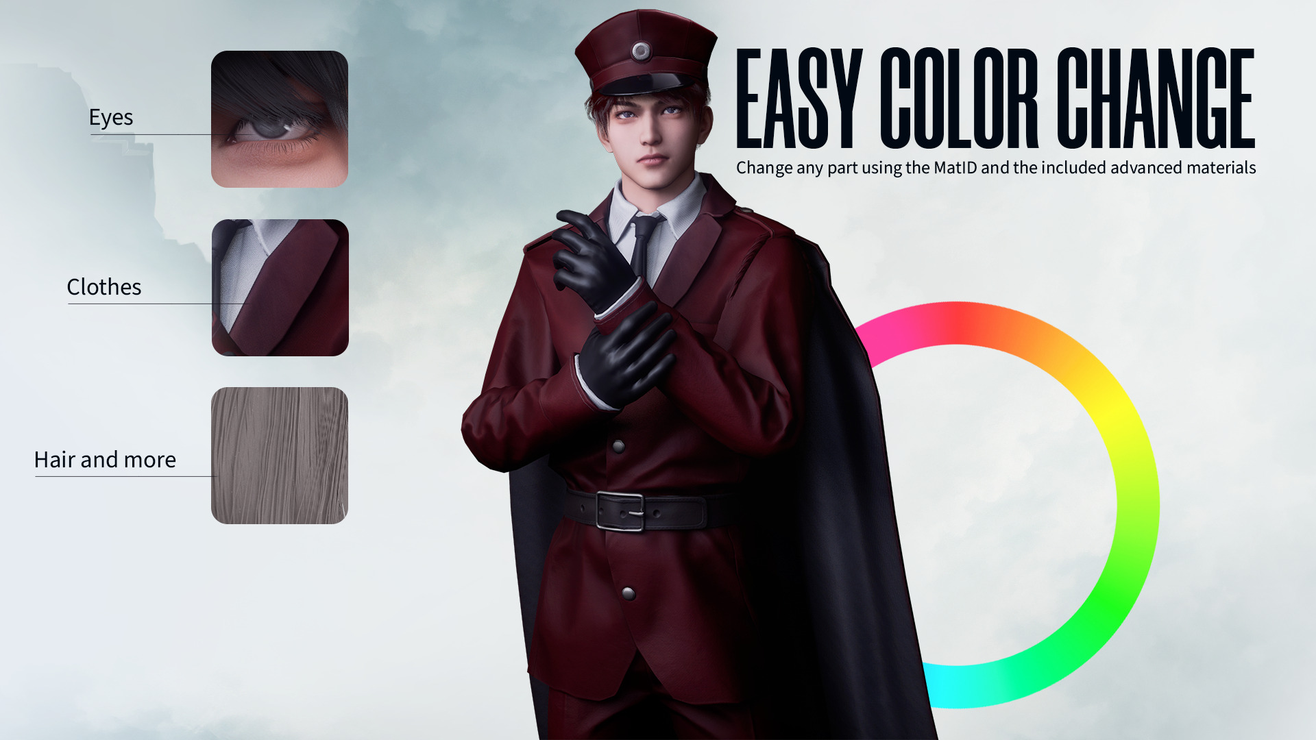 Commander Male and Female Shikikan Officer  - Game Ready Low-poly 3D model_7