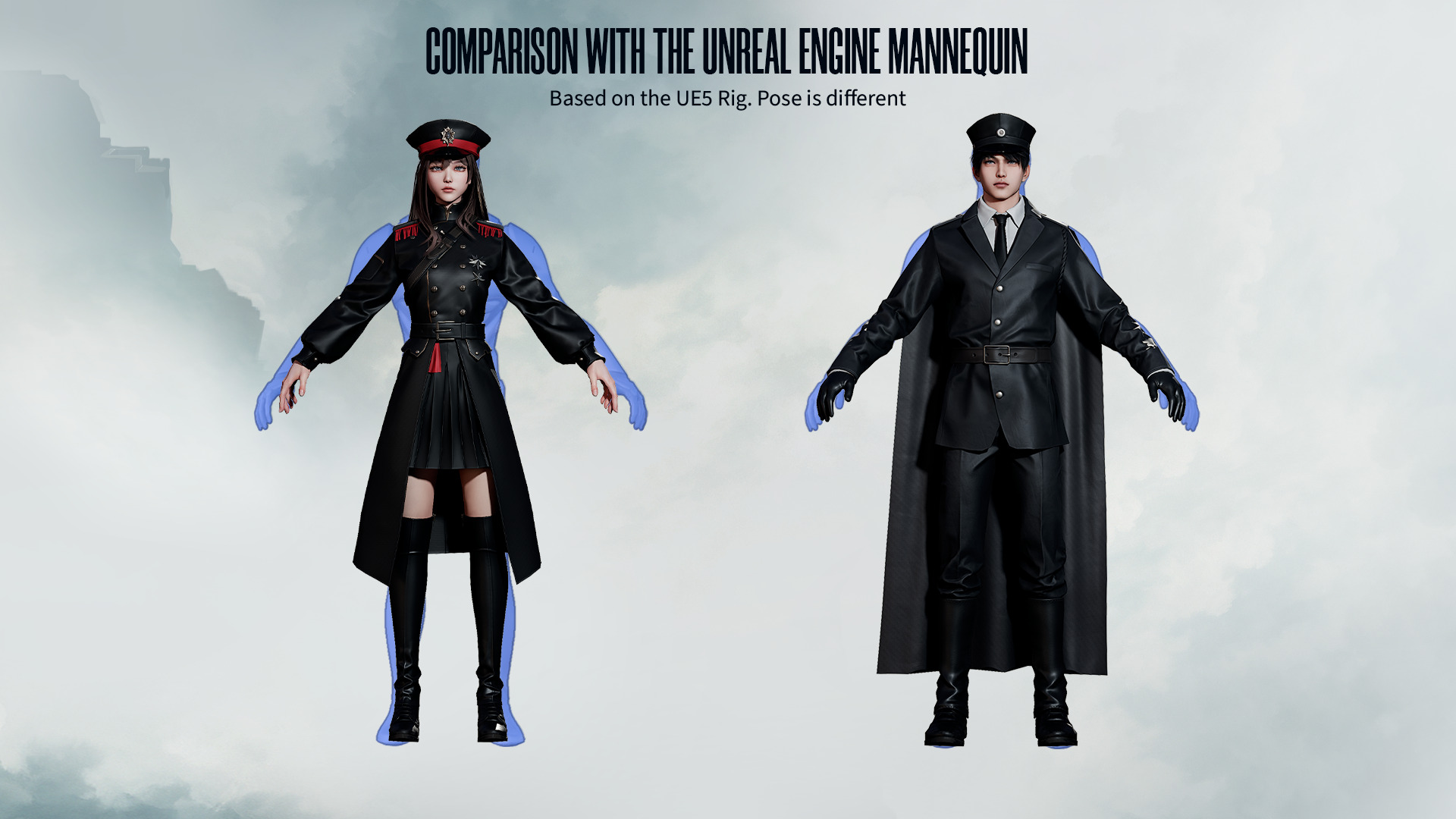 Commander Male and Female Shikikan Officer  - Game Ready Low-poly 3D model_16