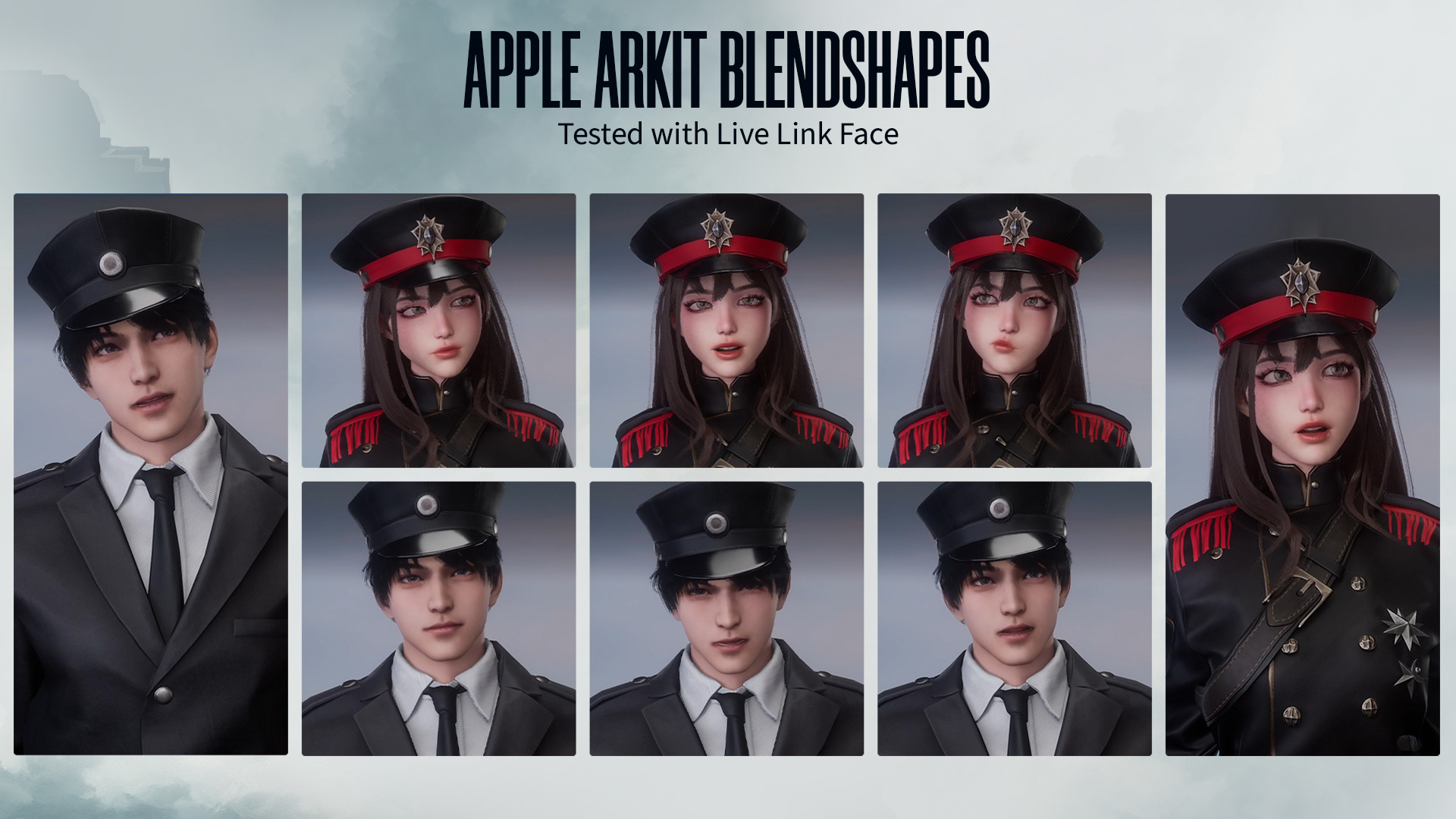 Commander Male and Female Shikikan Officer  - Game Ready Low-poly 3D model_8