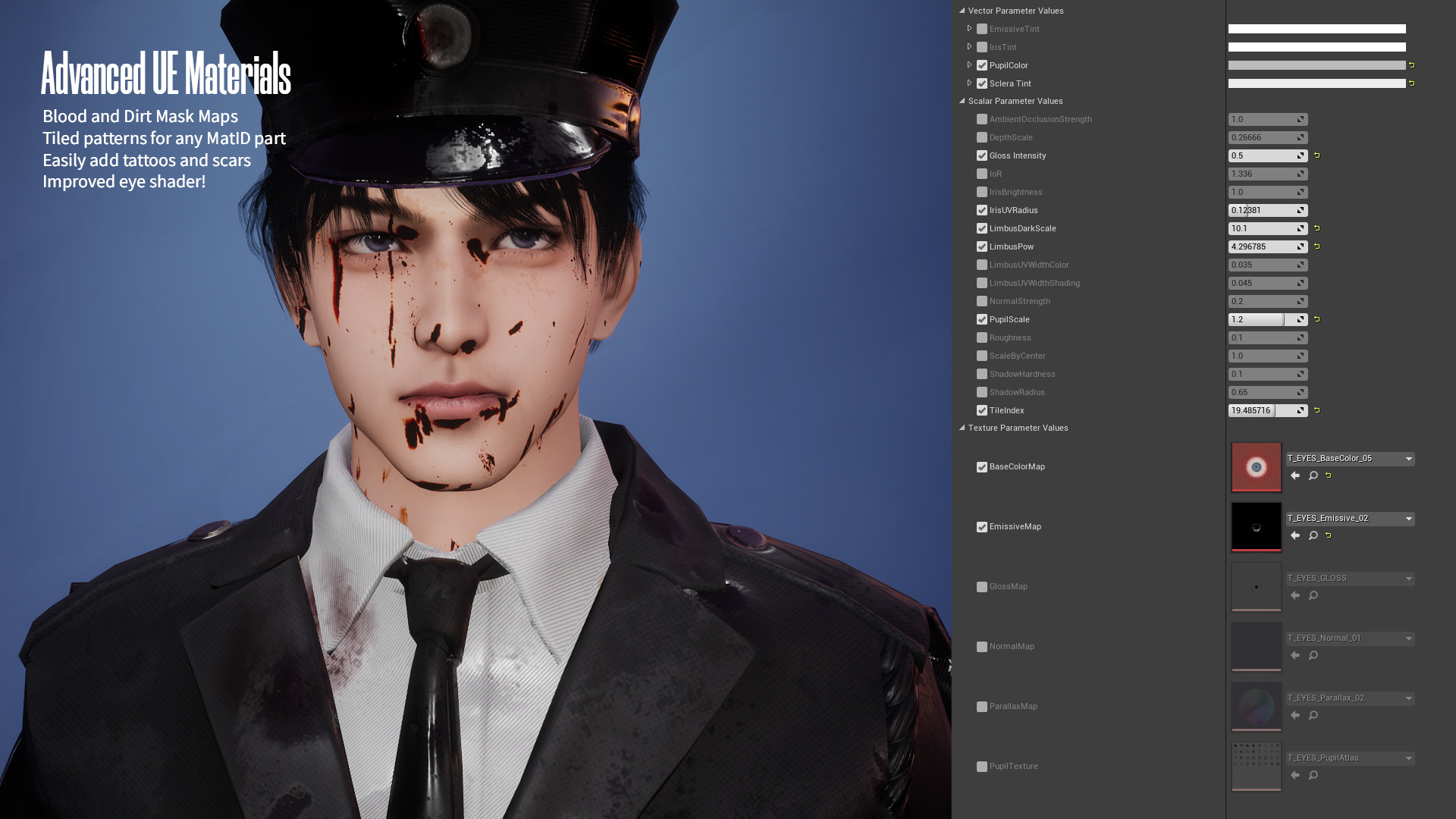 Commander Male and Female Shikikan Officer  - Game Ready Low-poly 3D model_19