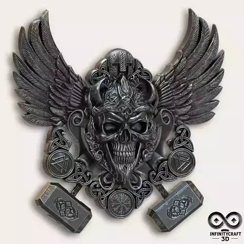 Odin s Mark Norse Skull Emblem STL for 3DPRINT or CNC 3D print model