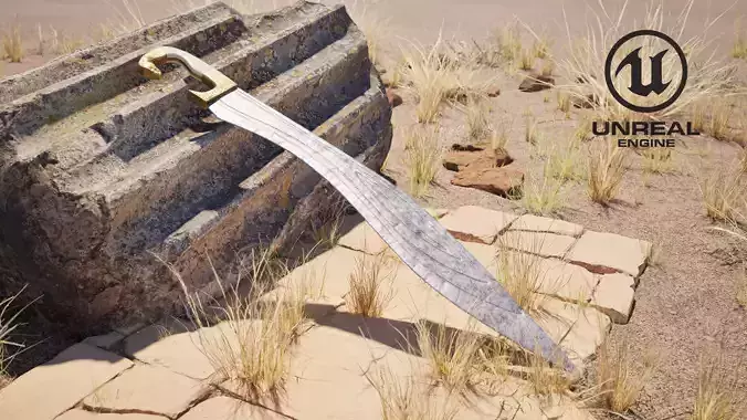 Ancient Greek Sword Kopis Game-Ready LowPoly Model