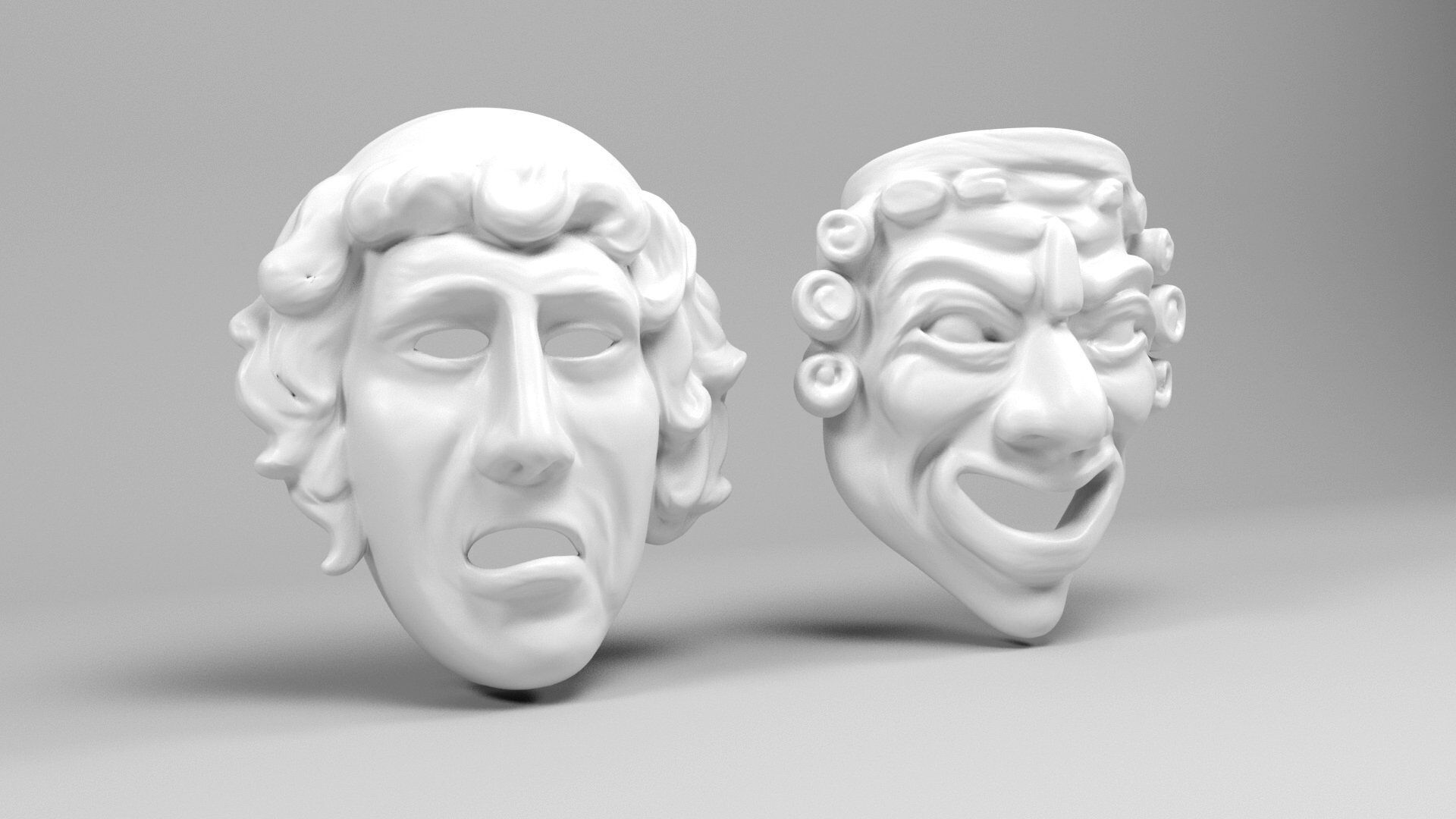 Greek masks 2 3D print model_9