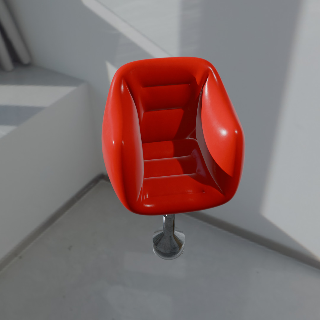 red chair architectural  Low-poly 3D model_1