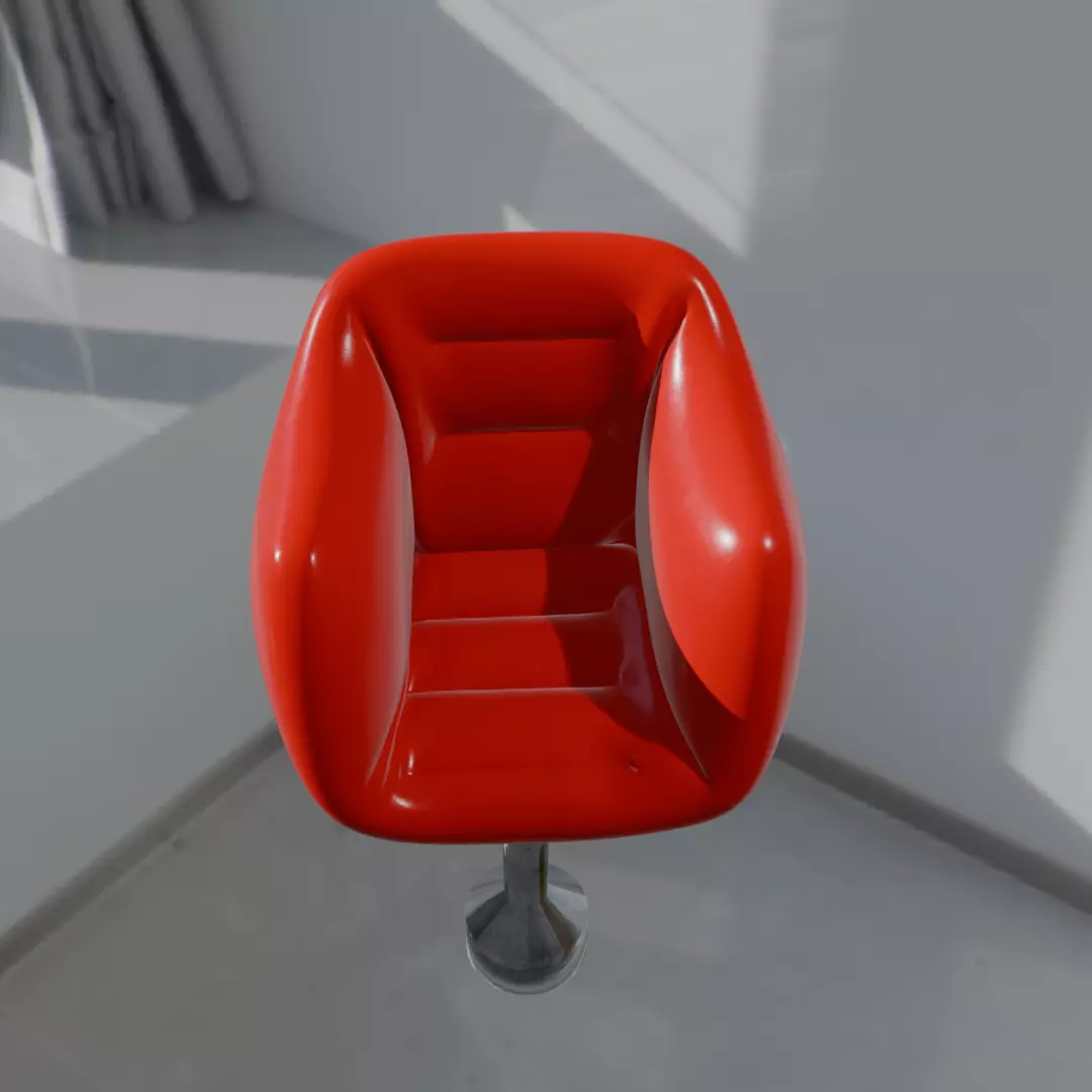 red chair architectural  Low-poly 3D model_0